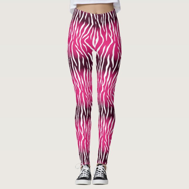 Gradient pink and white tiger print leggings (Front)