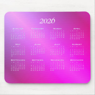 Gradient pink blue ombre calendar mouse pad