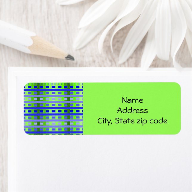 Gradient Plaid blue  Return Address Label (Insitu)