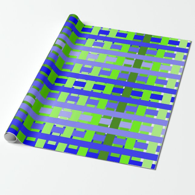 Gradient Plaid blue  Wrapping Paper (Unrolled)