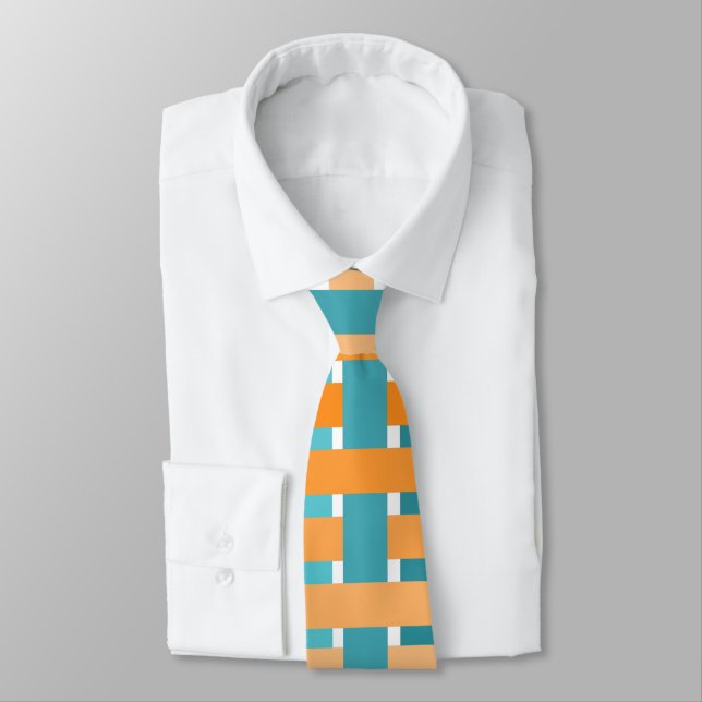Gradient Plaid Orange Tie (Tied)