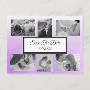Gradient Purple Photo Save the Date Postcard