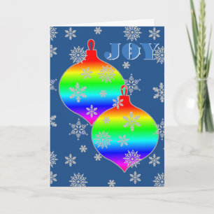 Gradient Rainbow flag ornaments JOY Holiday Card