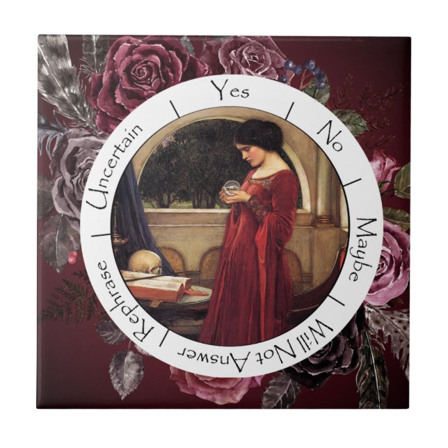 Gradient Red and Black Flowers Pendulum   Ceramic Tile (Front)