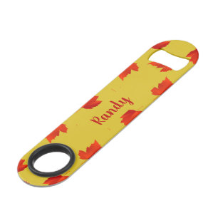 Gradient red dry leaves custom name yellow