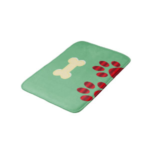 Gradient Red Paw w/Dog Bone Bath Mat