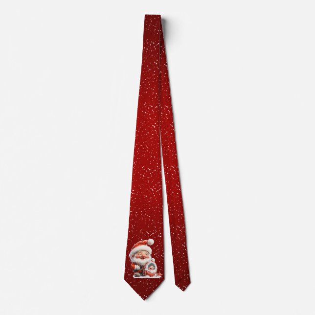 Gradient Red Santa Baby Christmas Neck Tie (Front)
