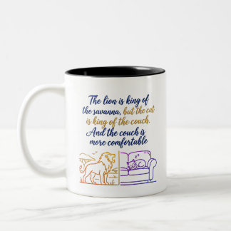  Gradient Savanna & Sofa Illustration | Humourous  Two-Tone Coffee Mug