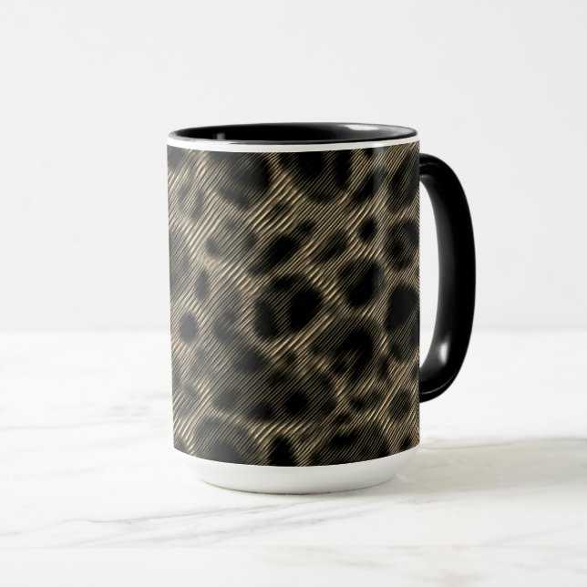 Gradient sepia narrow stripes over dazzled holes mug (Front Right)