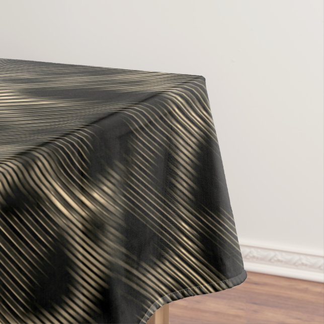 Gradient sepia narrow stripes over dazzled holes tablecloth (In Situ)