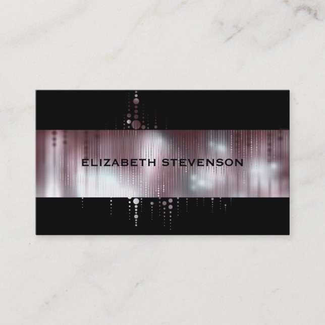 Gradient Shiny Purple Pink Beads on Black Business Card (Front)