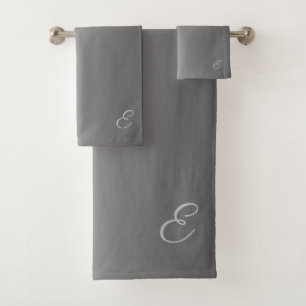 Gradient Silver with Custom Monogram Bath Towel Set