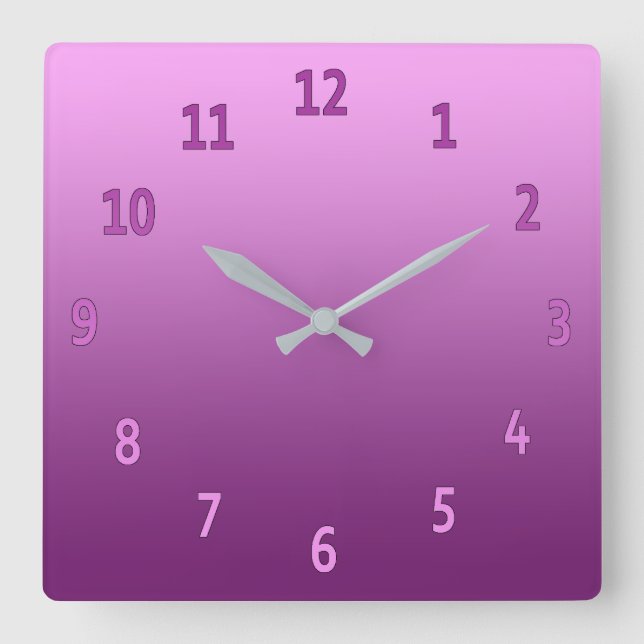 Gradient Simple Colourful Pink Square Wall Clock (Front)