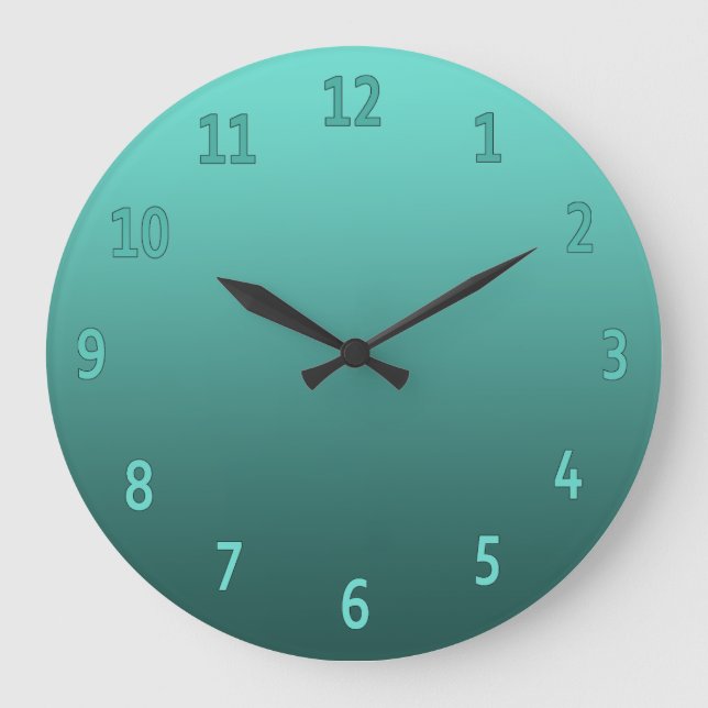 Gradient Simple Colourful Teal Large Clock (Front)