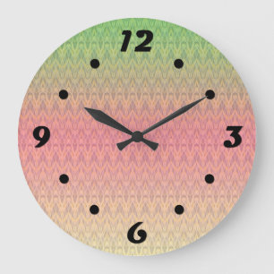 Gradient soft pastel colours ornamental pink green large clock