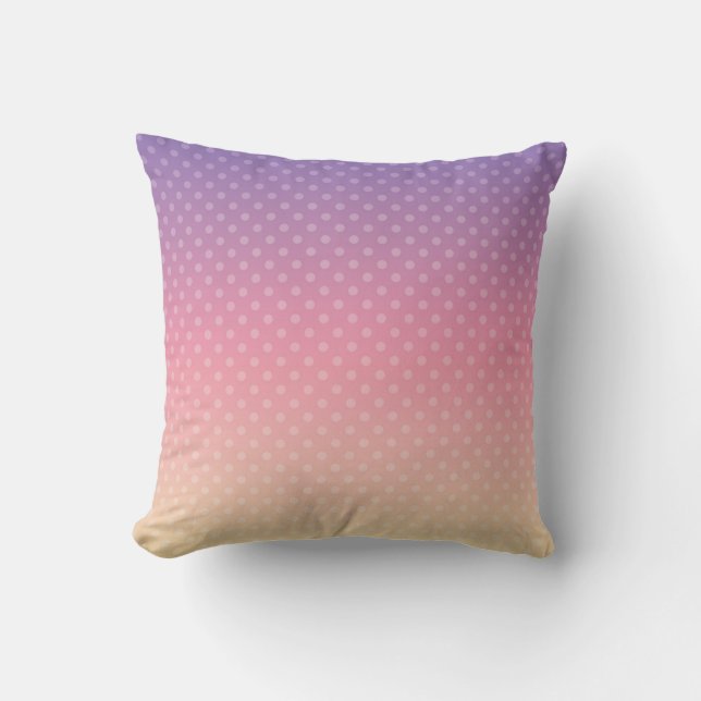 Gradient soft pastel colours polka dot pink violet cushion (Front)