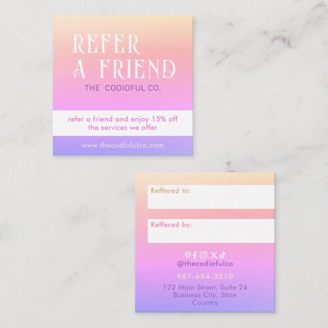 Gradient Square Referral Card (Front/Back)
