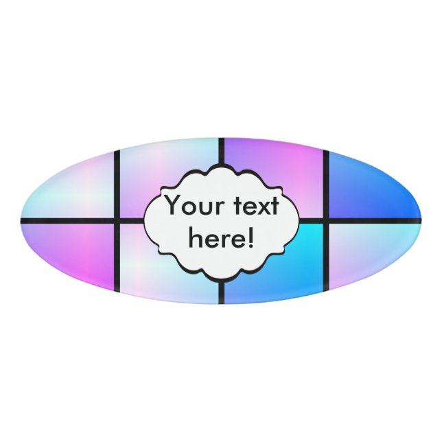 Gradient squares pattern name tag (Front)