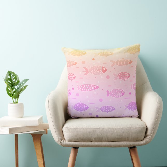 Gradient Sunset Fish Pattern Modern Cushion (Chair)