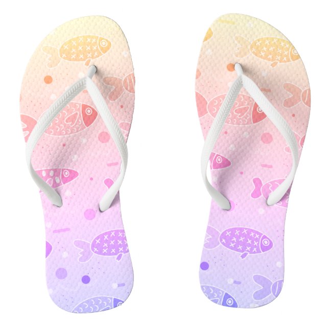 Gradient Sunset Fish Pattern Modern Thongs (Footbed)
