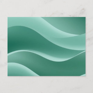 Gradient Teal Green Abstract Waves Modern Flowing Postcard