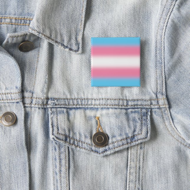 Gradient Transgender Pride Flag - Trans Flag 15 Cm Square Badge (In Situ)