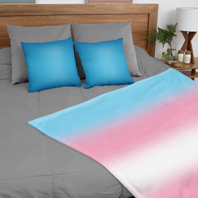 Gradient Transgender Pride Flag - Trans Flag Fleece Blanket (Creator Uploaded)
