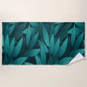 Gradient tropical leaves beach towel