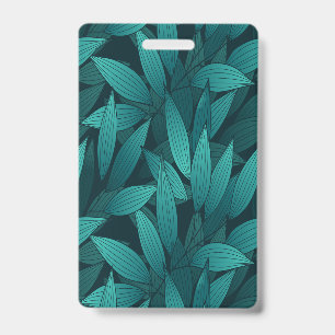 Gradient tropical leaves ID badge