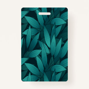 Gradient tropical leaves ID badge