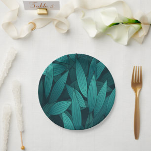 Gradient tropical leaves paper plate
