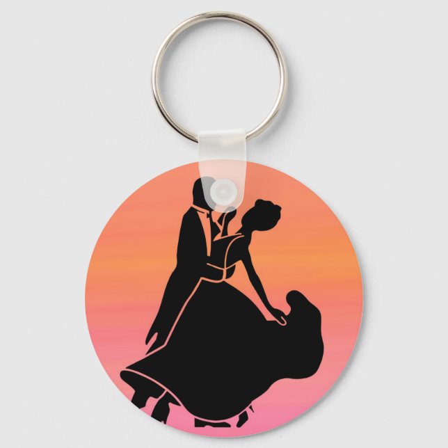 gradient tropical sunset  sunrise dancers key ring (Front)