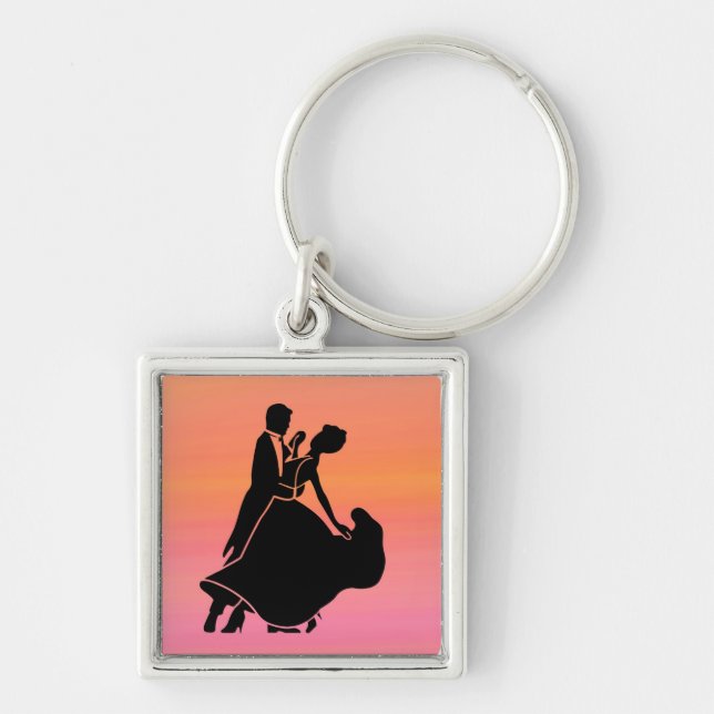 gradient tropical sunset  sunrise dancers key ring (Front)