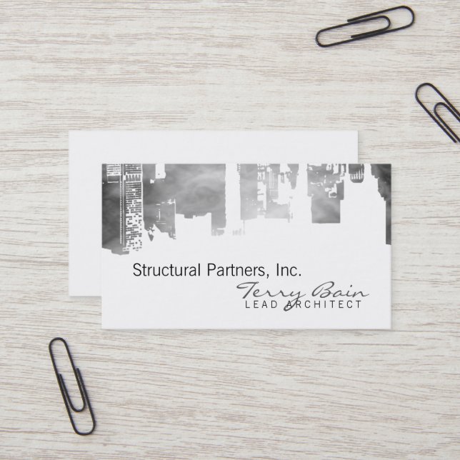 Gradient Upside Downtown Horizontal Skinny Smoke Business Card (Front/Back In Situ)