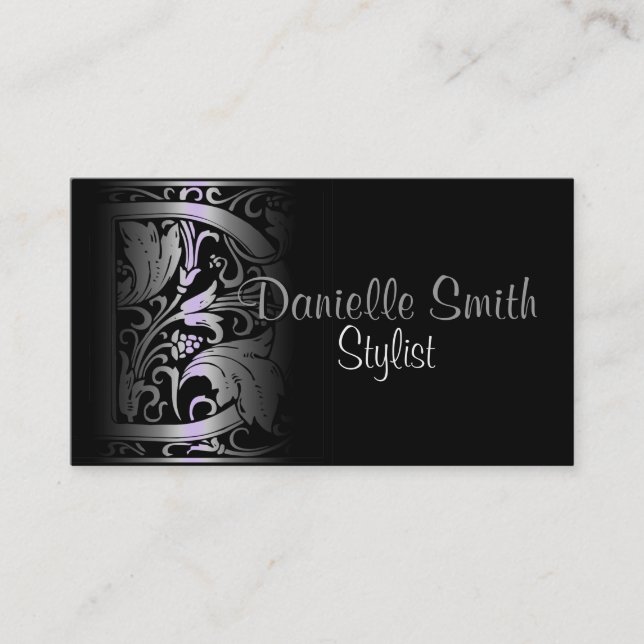 Gradient Vintage Letter "D" (purple) Business Card (Front)