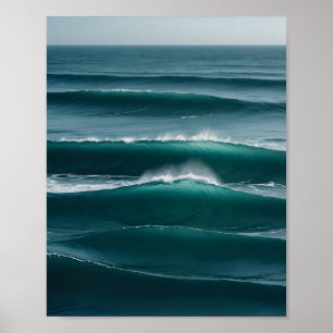 Gradient Wave Abstract Ocean Poster
