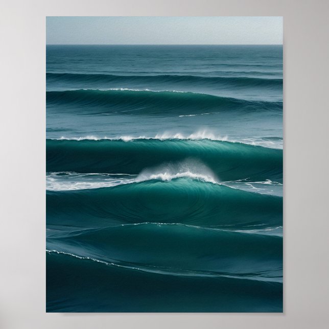 Gradient Wave Abstract Ocean Poster (Front)