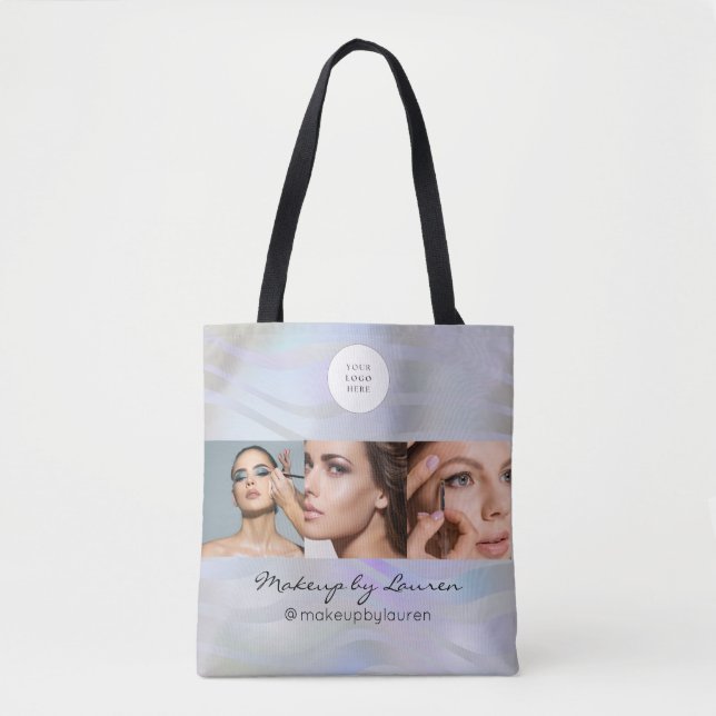 Gradient Wave Script Logo Photo Makeup Studio  Tote Bag (Front)