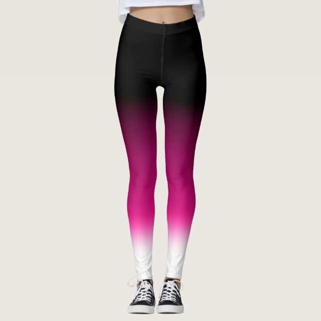 Gradient white pink burgundy leggings (Front)