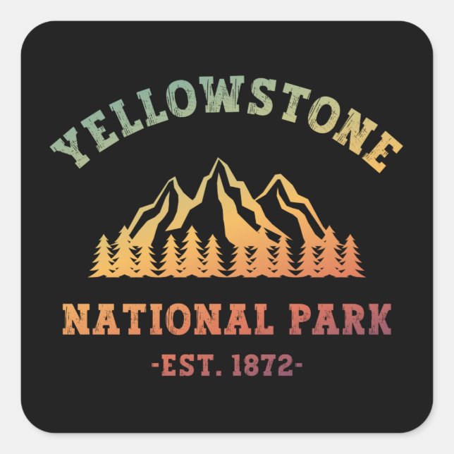 Gradient Yellowstone National Park Hiking  Square Sticker (Front)