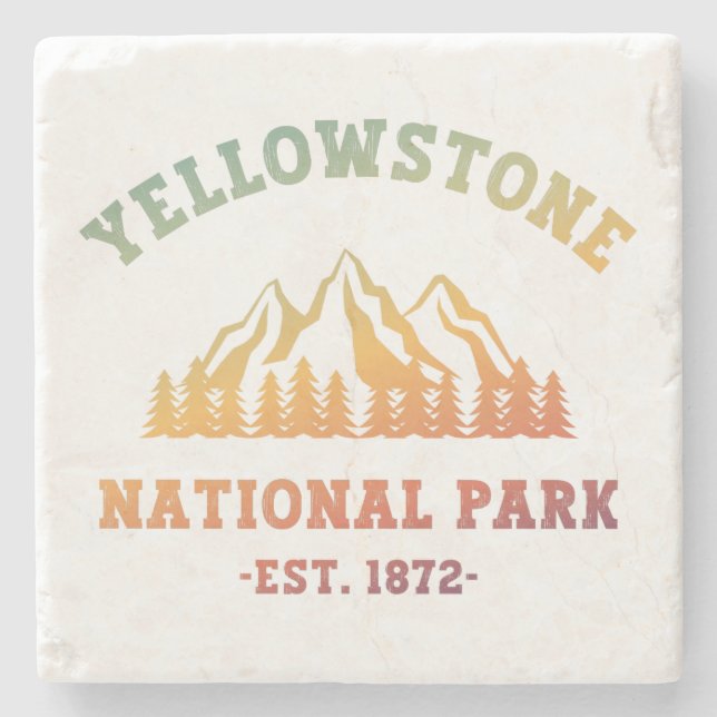 Gradient Yellowstone National Park Hiking  Stone Coaster (Front)