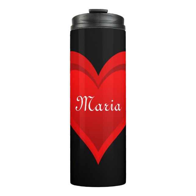 Gradients RED LOVE HEART + your backgr. & ideas Thermal Tumbler (Front)