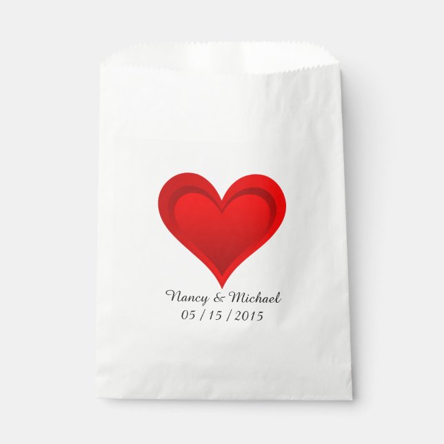 Gradients RED LOVE HEART + your text & ideas Favour Bag (Front)