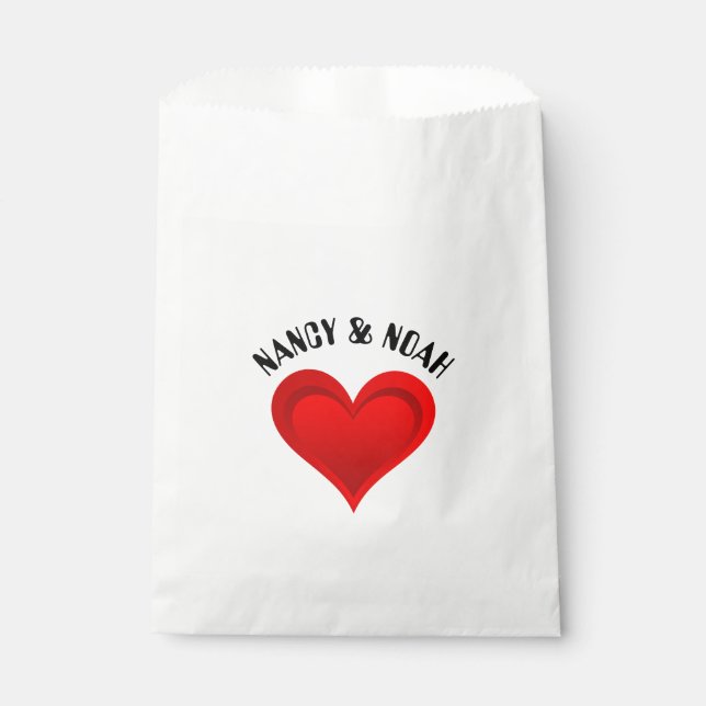 Gradients RED LOVE HEART + your text & ideas Favour Bag (Front)