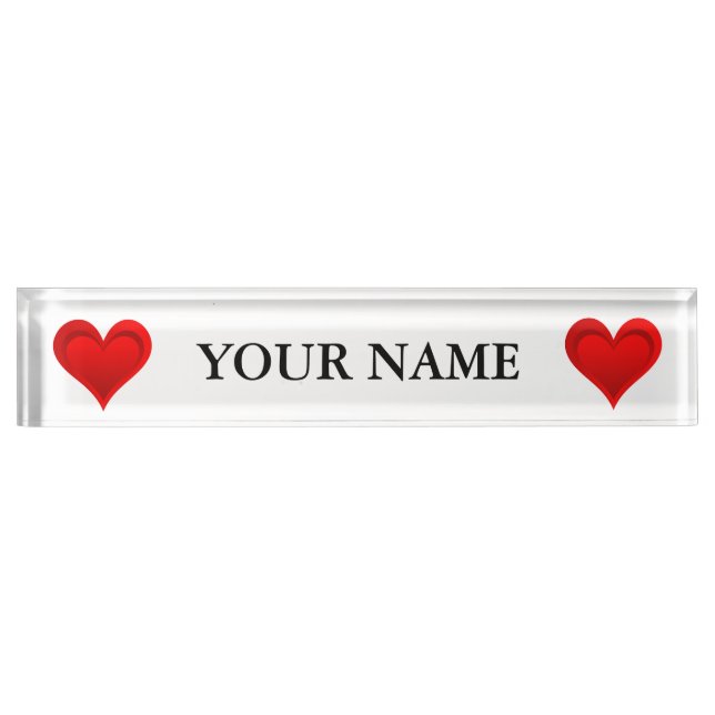 Gradients RED LOVE HEART + your text & ideas Nameplate (Front)