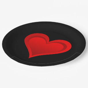 Gradients RED LOVE HEART + your text & ideas Paper Plate