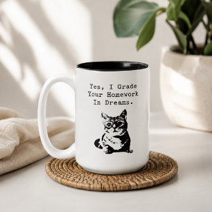Grading Homework In Dreams Teacher Life Two-Tone Coffee Mug
