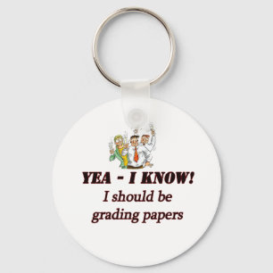 grading papers. key ring