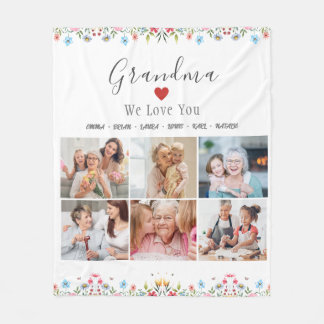GRADMA Photo Collage Custom Name Fleece Blanket 