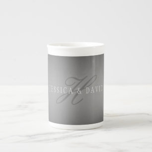 Gradually Changing Gradient Grey Any Name/s Bone China Mug